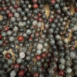 4 15” STRANDS OF BLOODSTONE JASPER GEMSTONE 6MM ROUND BEADS